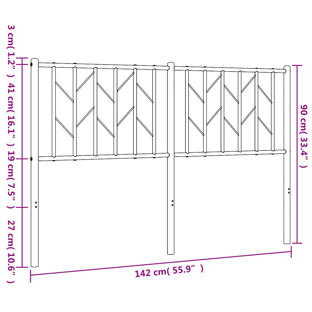 vidaXL Cabeceira de cama 135 cm metal branco