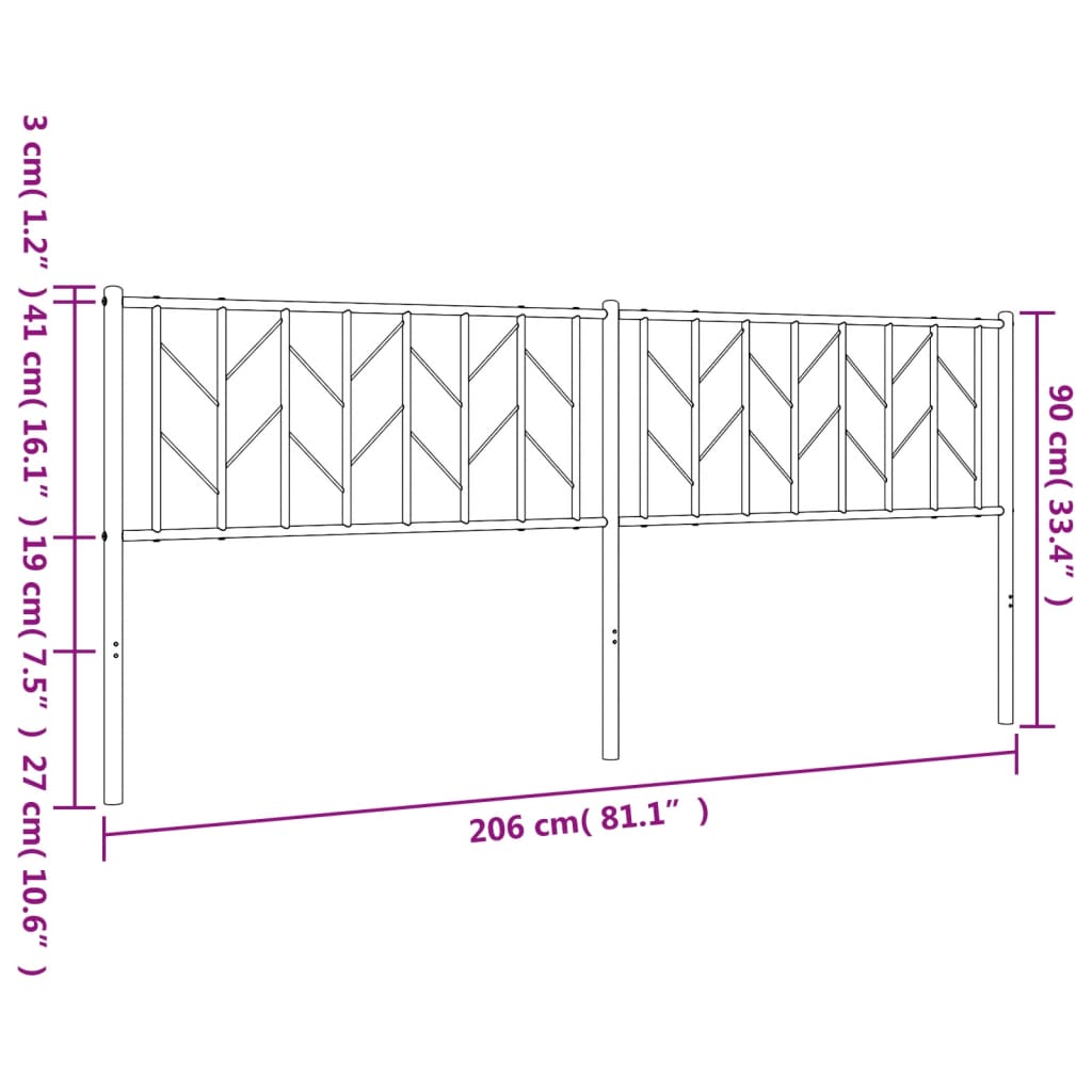 vidaXL Cabeceira de cama 200 cm metal branco