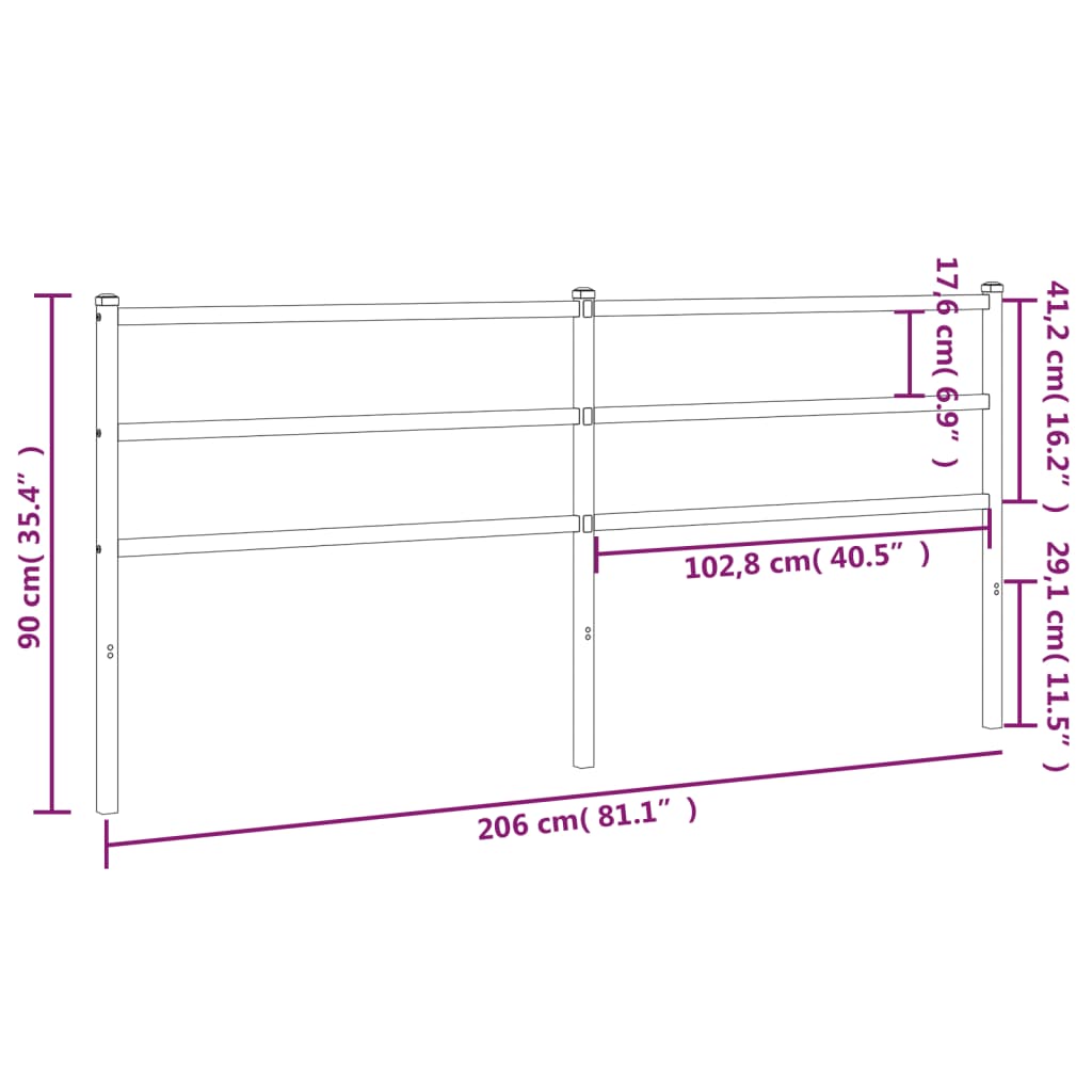 vidaXL Cabeceira de cama 200 cm metal branco