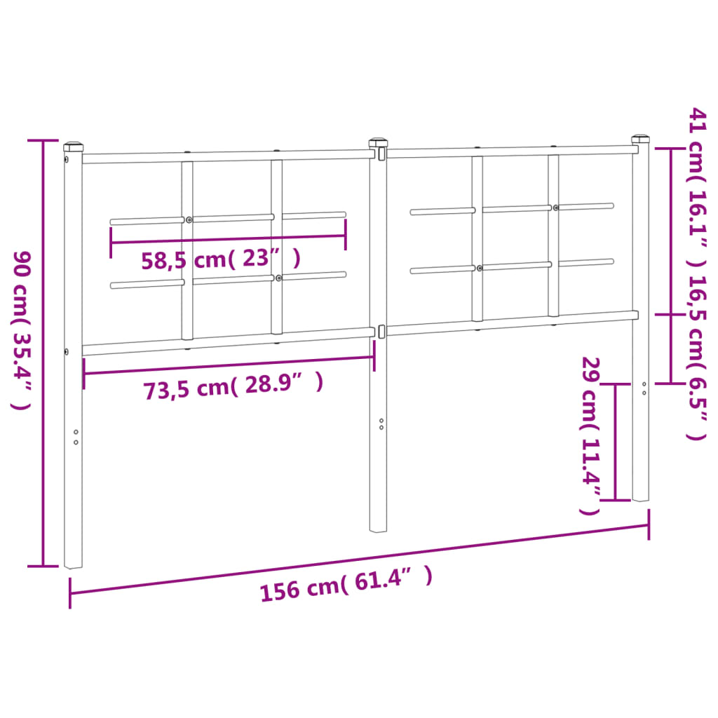 vidaXL Cabeceira de cama 150 cm metal preto