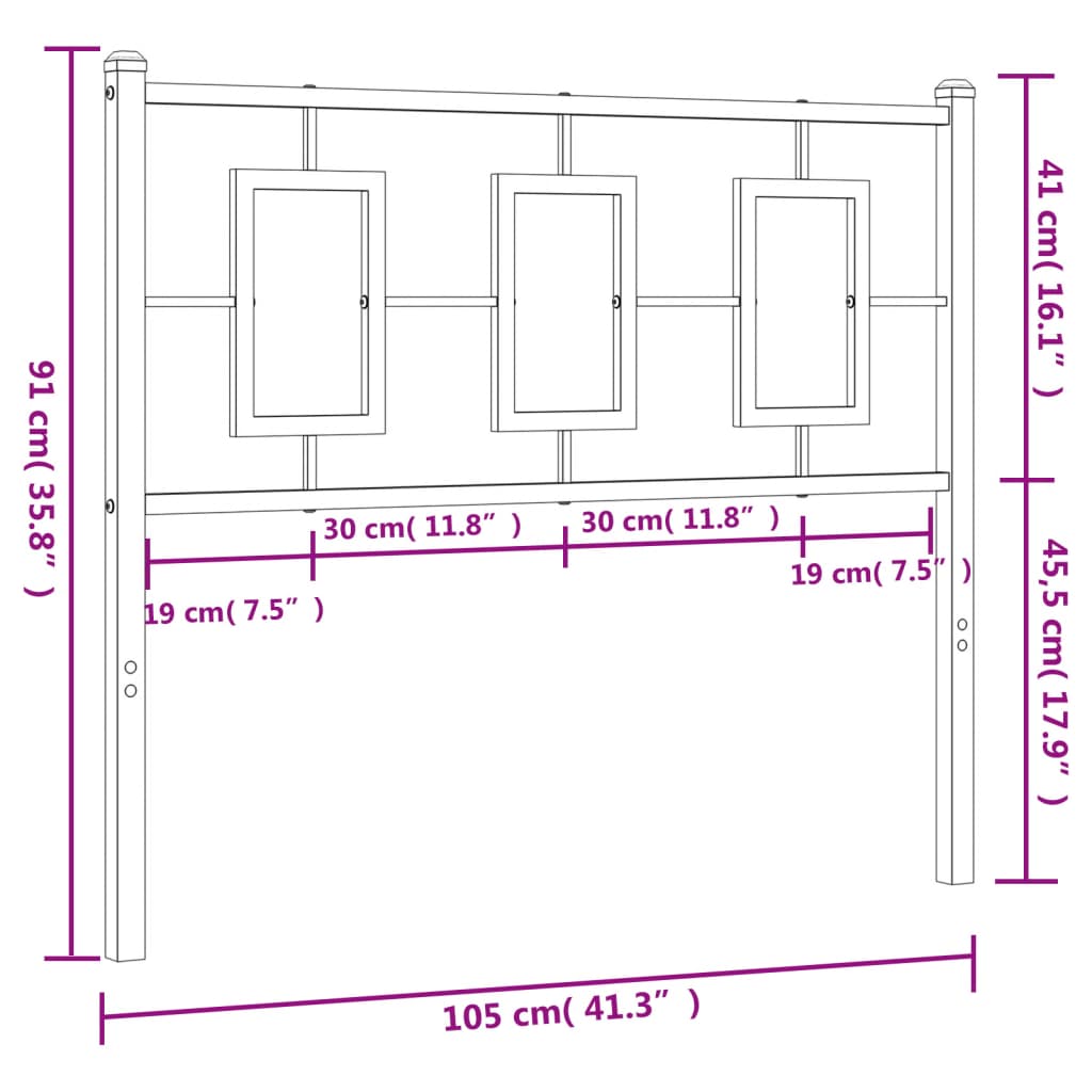 vidaXL Cabeceira de cama 100 cm metal branco