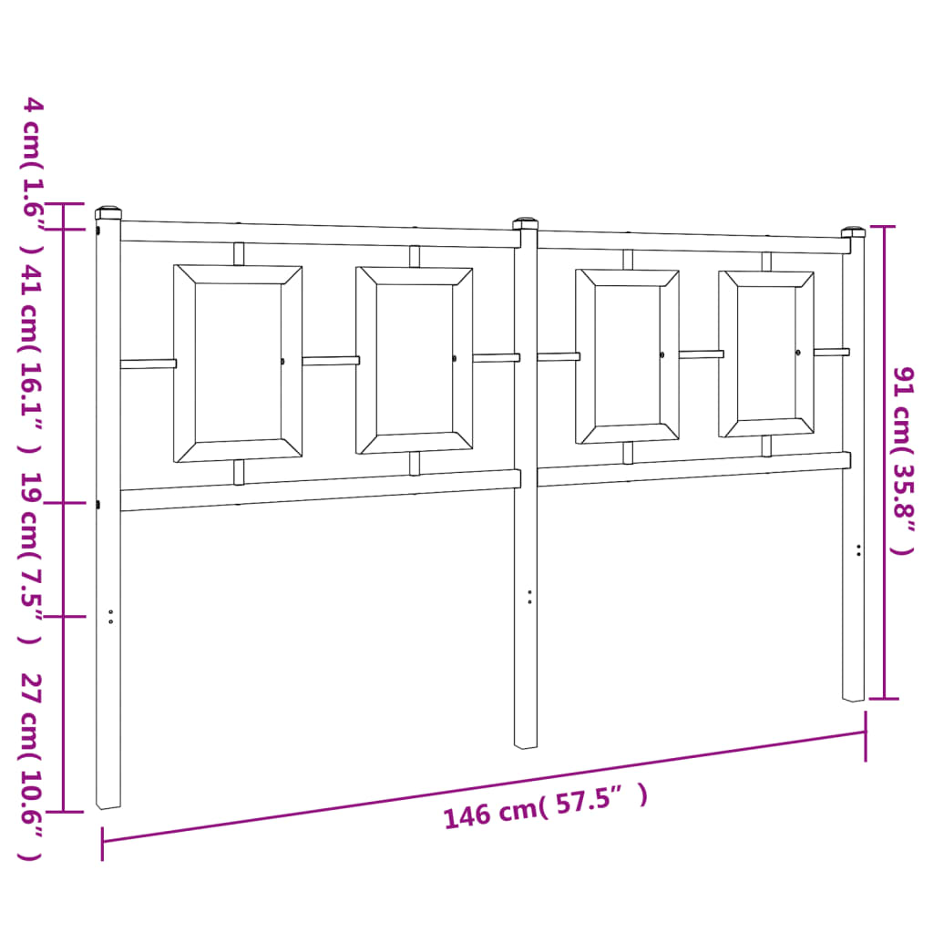 vidaXL Cabeceira de cama 140 cm metal preto