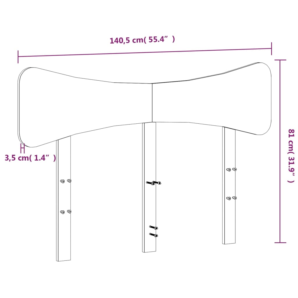 vidaXL Cabeceira 135 cm madeira de pinho maciça