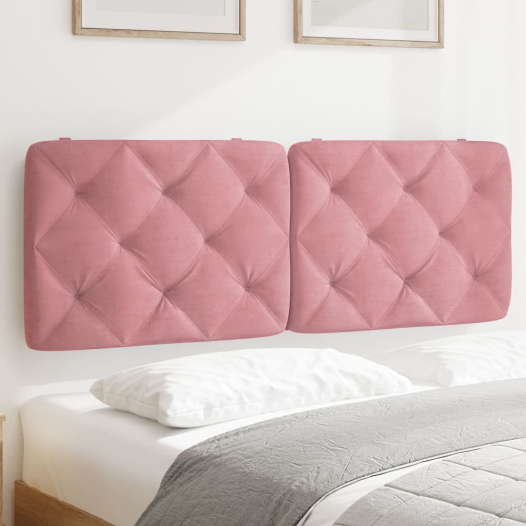 vidaXL Almofadão de cabeceira 120 cm veludo rosa