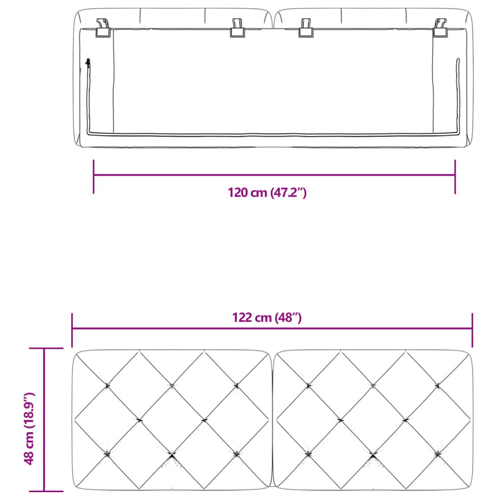 vidaXL Almofadão de cabeceira 120 cm veludo rosa