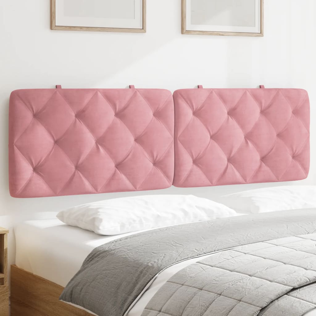 vidaXL Almofadão de cabeceira 160 cm veludo rosa