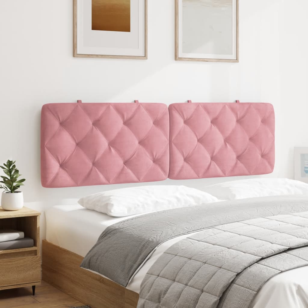 vidaXL Almofadão de cabeceira 160 cm veludo rosa