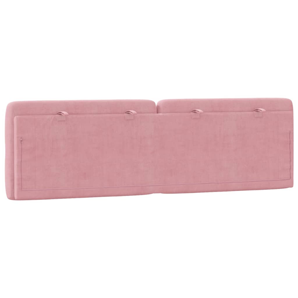 vidaXL Almofadão de cabeceira 160 cm veludo rosa