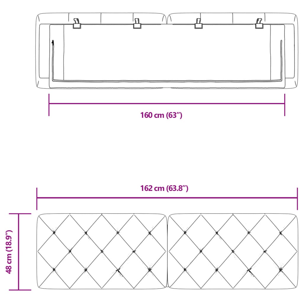 vidaXL Almofadão de cabeceira 160 cm veludo rosa