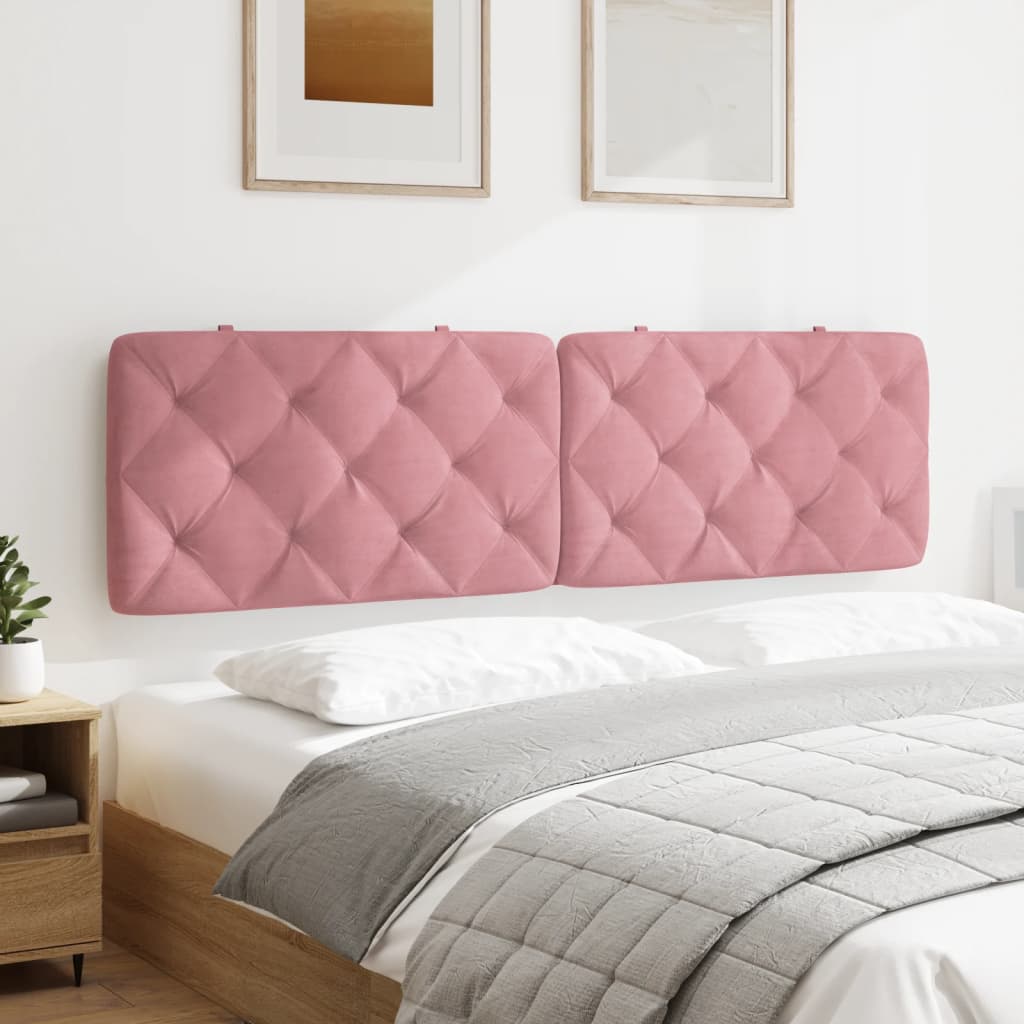 vidaXL Almofadão de cabeceira 180 cm veludo rosa