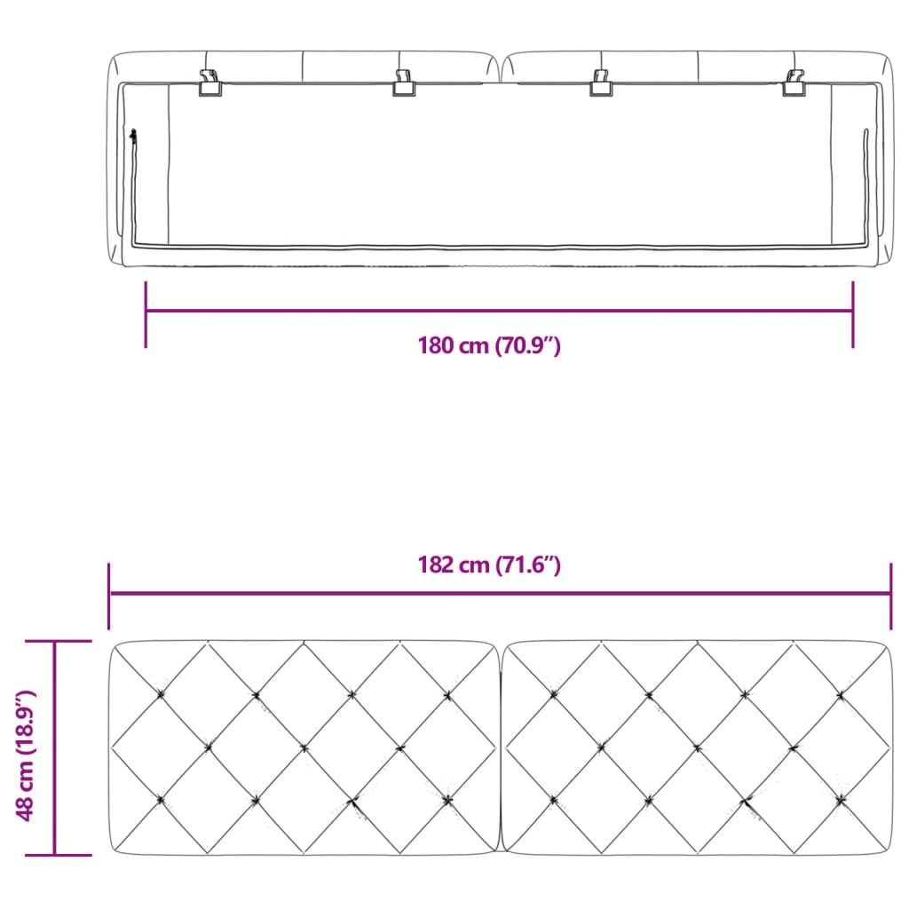 vidaXL Almofadão de cabeceira 180 cm veludo rosa