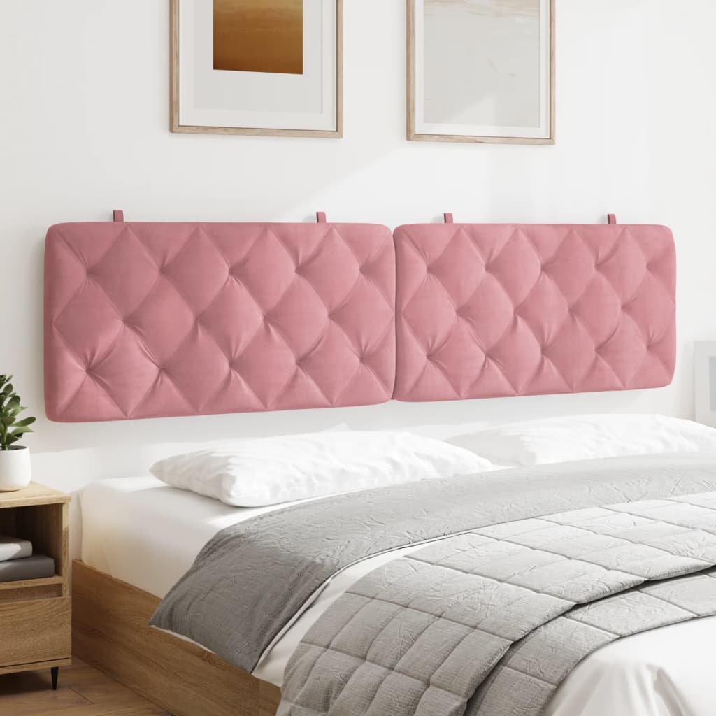 vidaXL Almofadão de cabeceira 200 cm veludo rosa