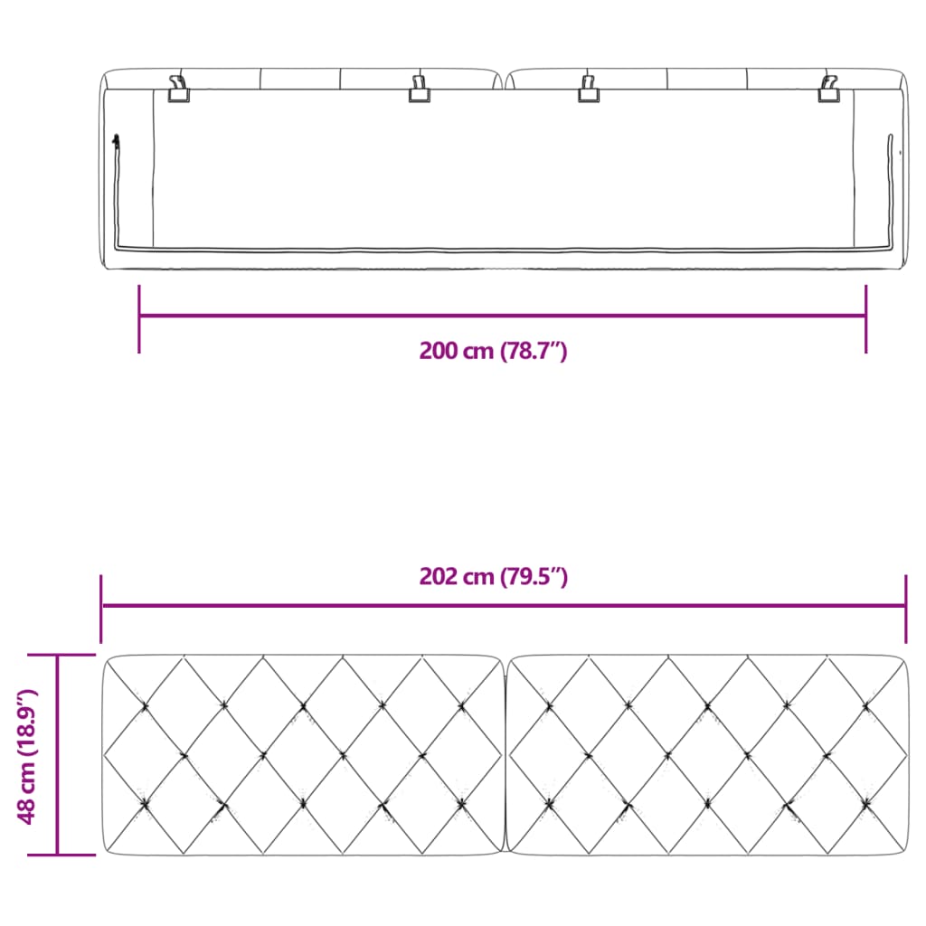 vidaXL Almofadão de cabeceira 200 cm veludo rosa