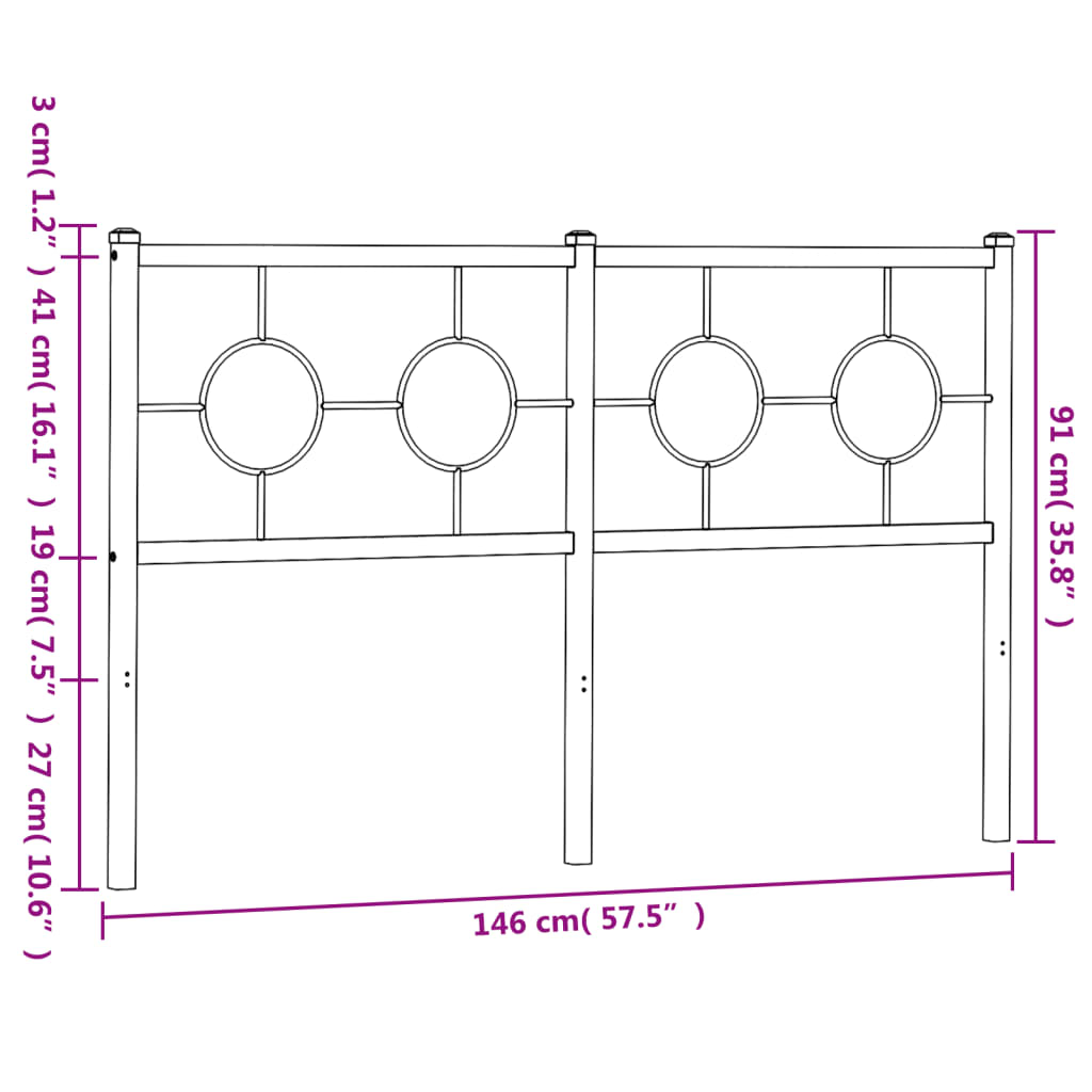 vidaXL Cabeceira de cama 140 cm metal preto