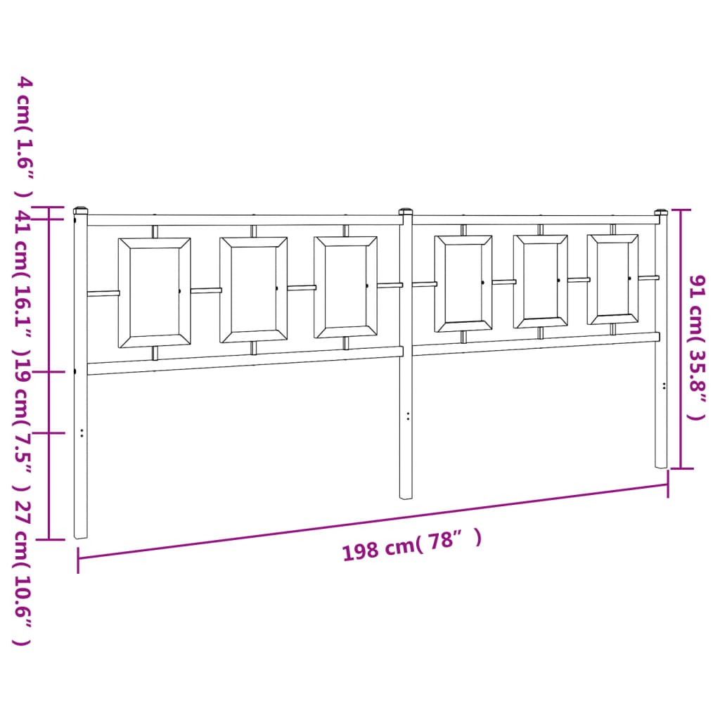 vidaXL Cabeceira de cama 193 cm metal branco