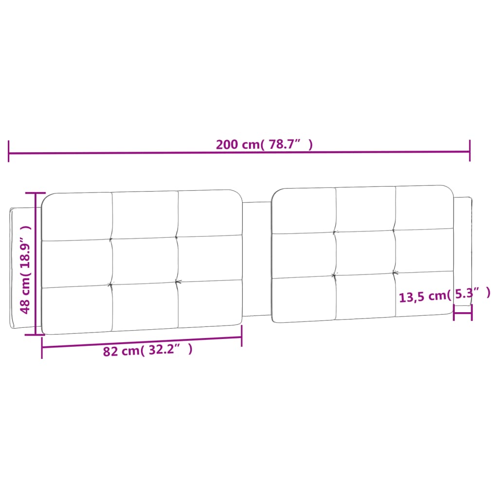 vidaXL Almofadão de cabeceira 200 cm couro artificial preto e branco