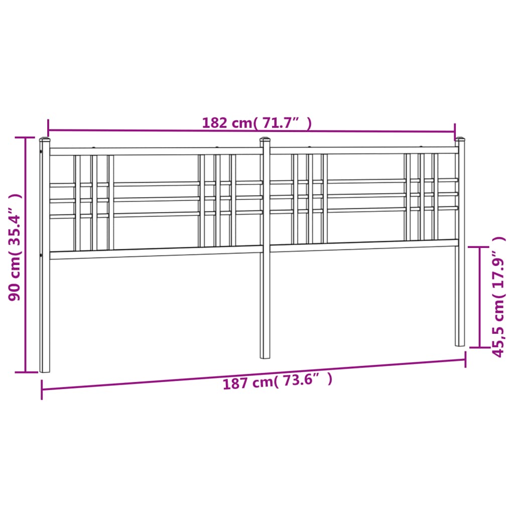 vidaXL Cabeceira de cama 180 cm metal preto