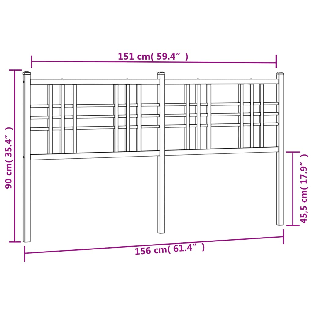 vidaXL Cabeceira de cama 150 cm metal branco