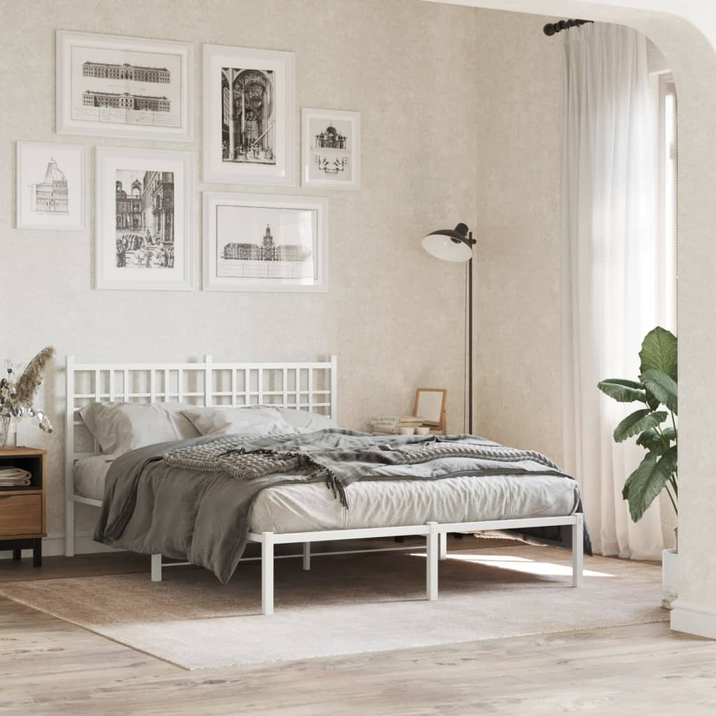 vidaXL Cabeceira de cama 137 cm metal branco