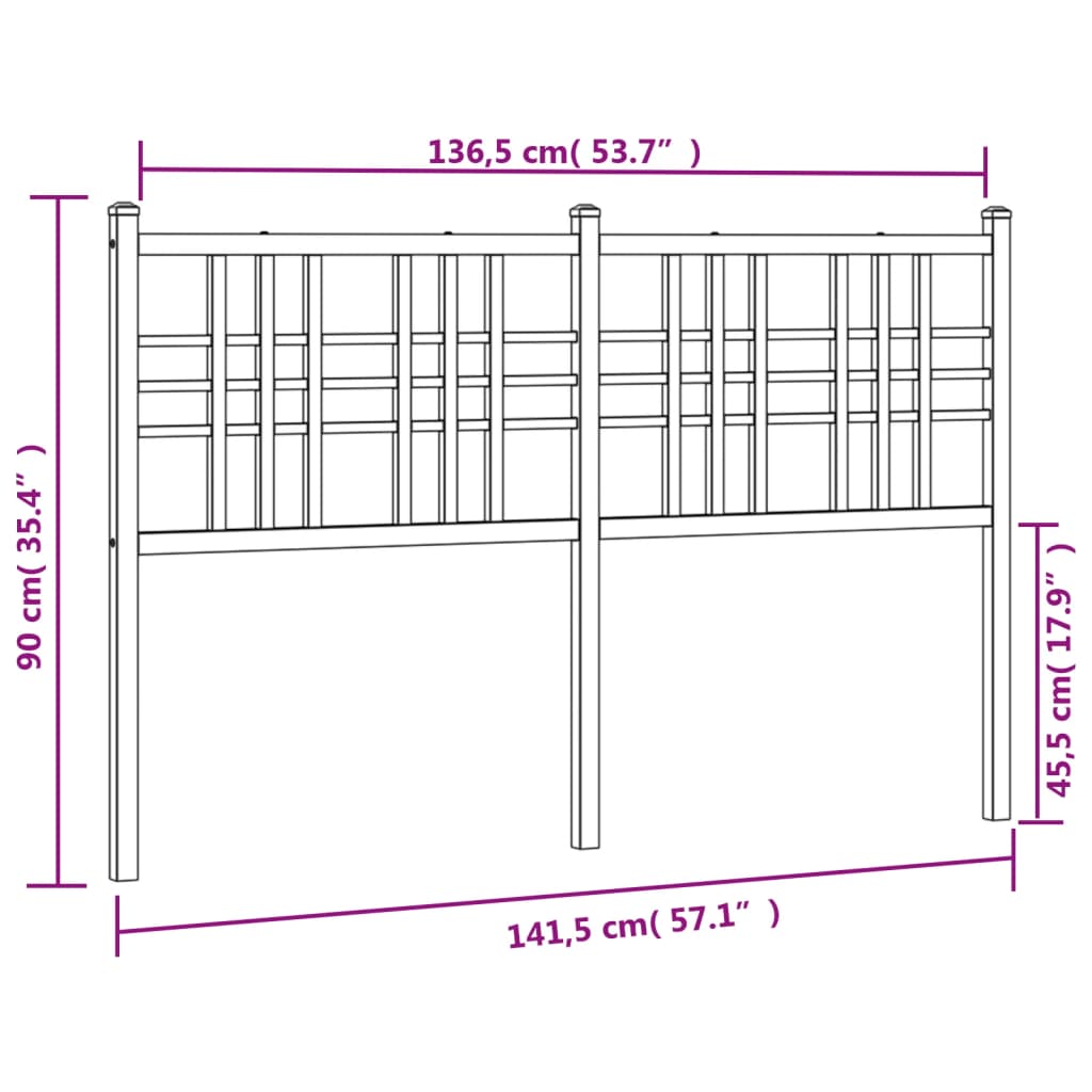 vidaXL Cabeceira de cama 137 cm metal branco