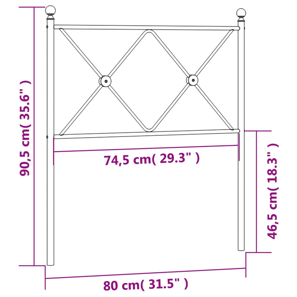 vidaXL Cabeceira de cama 75 cm metal branco