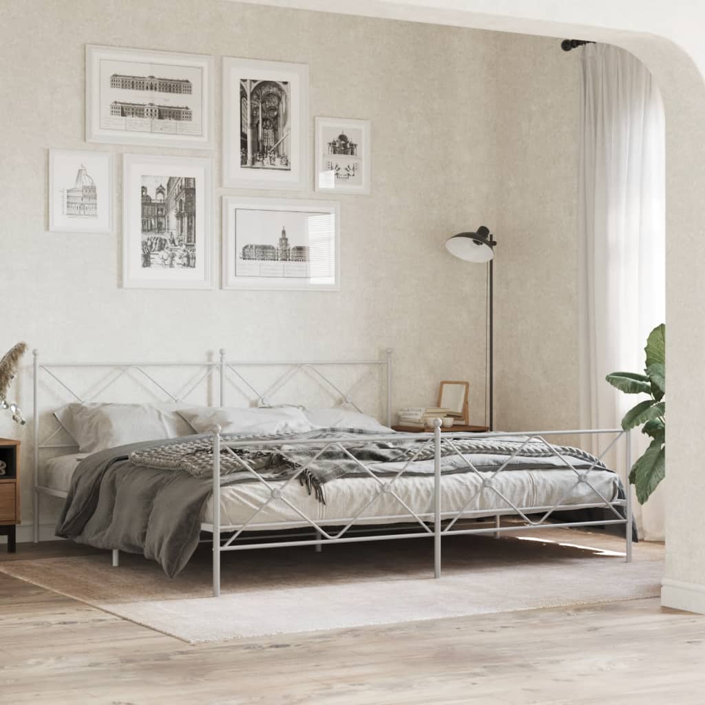 vidaXL Cabeceira de cama 200 cm metal branco