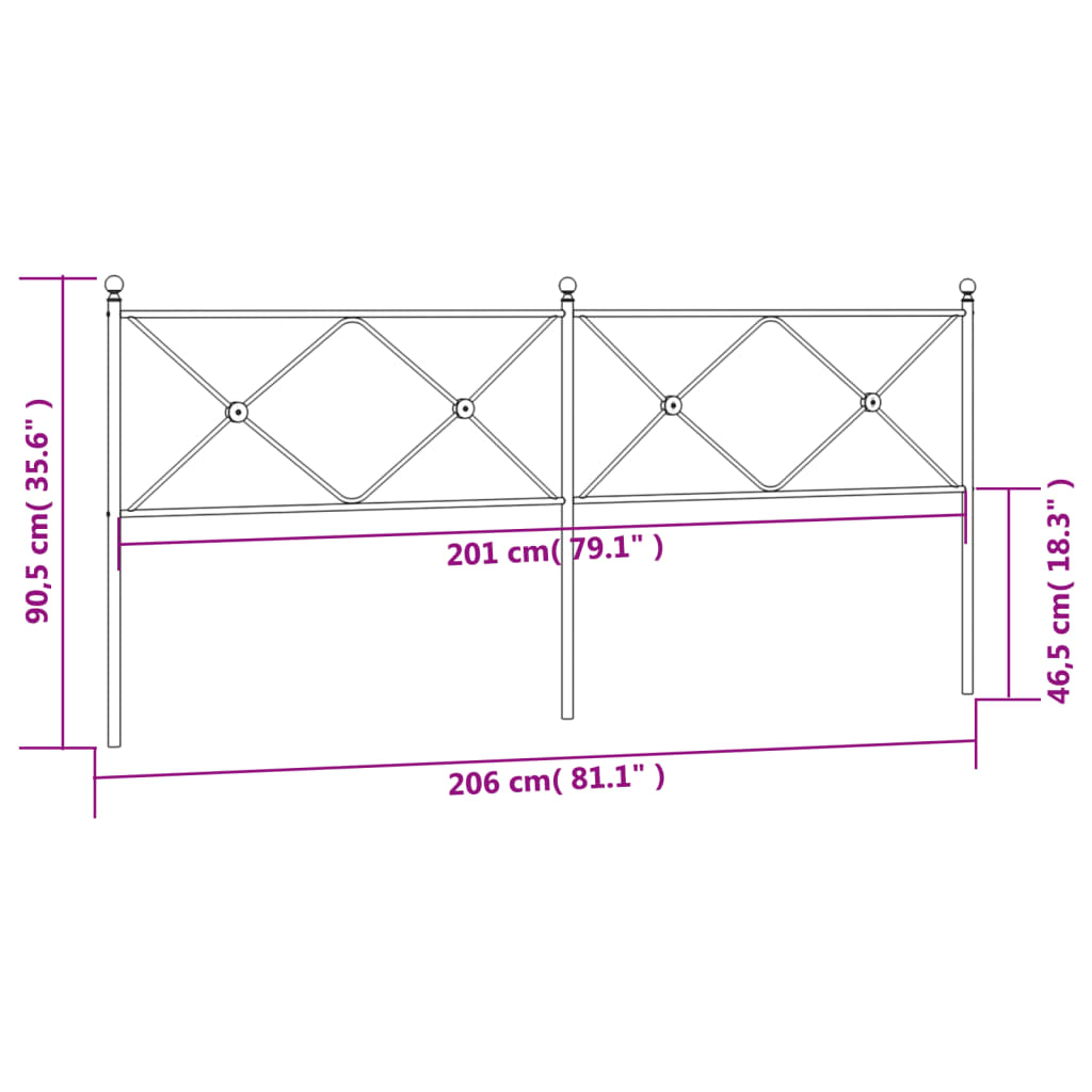 vidaXL Cabeceira de cama 200 cm metal branco