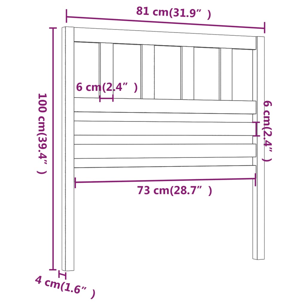 vidaXL Cabeceira de cama 81x4x100 cm pinho maciço cinzento