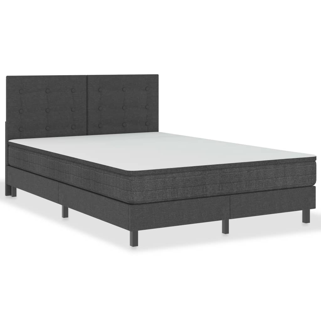 vidaXL Cabeceira de cama acolchoada 140x200 cm tecido cinzento-escuro