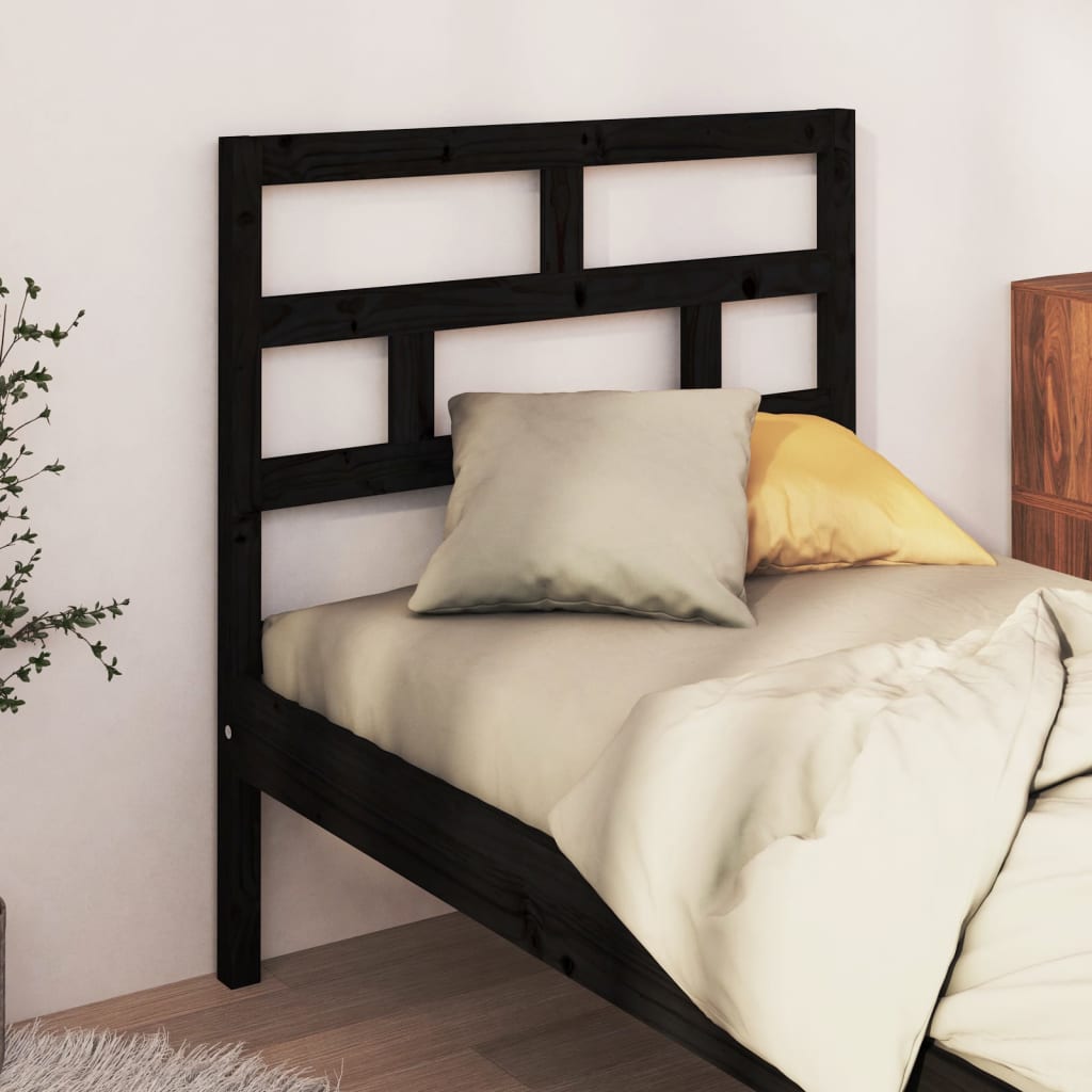 vidaXL Cabeceira de cama 81x4x100 cm pinho maciço preto