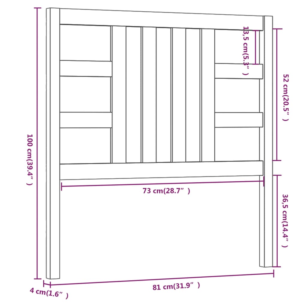 vidaXL Cabeceira de cama 81x4x100 cm pinho maciço branco