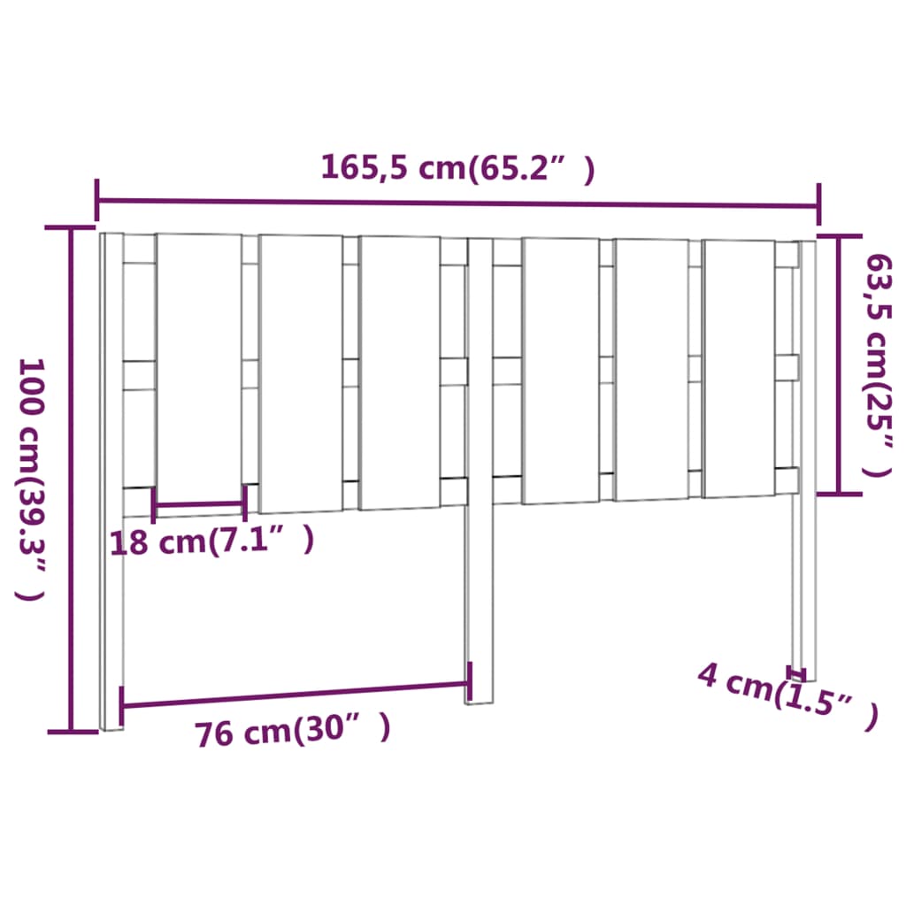 vidaXL Cabeceira de cama 165,5x4x100 cm pinho maciço castanho mel