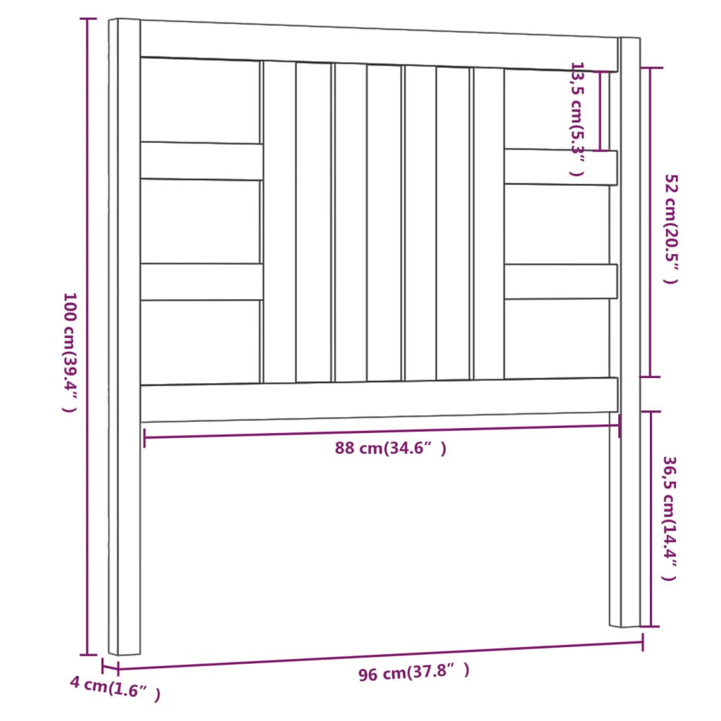 vidaXL Cabeceira de cama 96x4x100 cm pinho maciço castanho mel