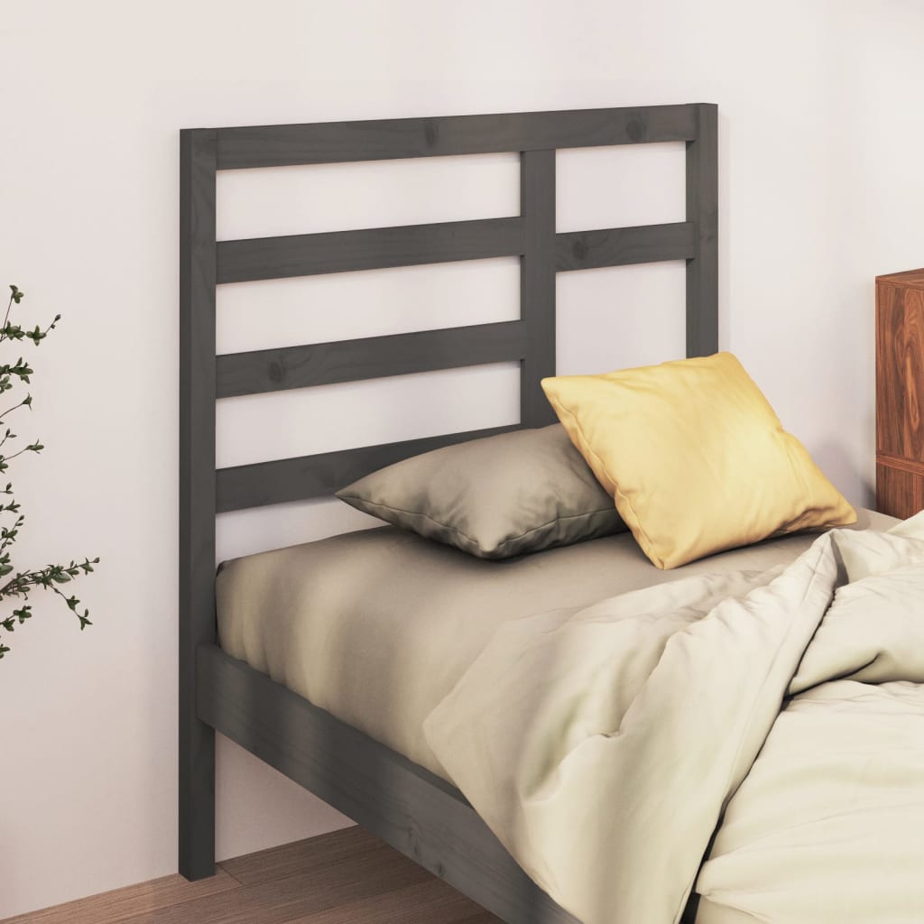 vidaXL Cabeceira de cama 106x4x104 cm pinho maciço cinzento