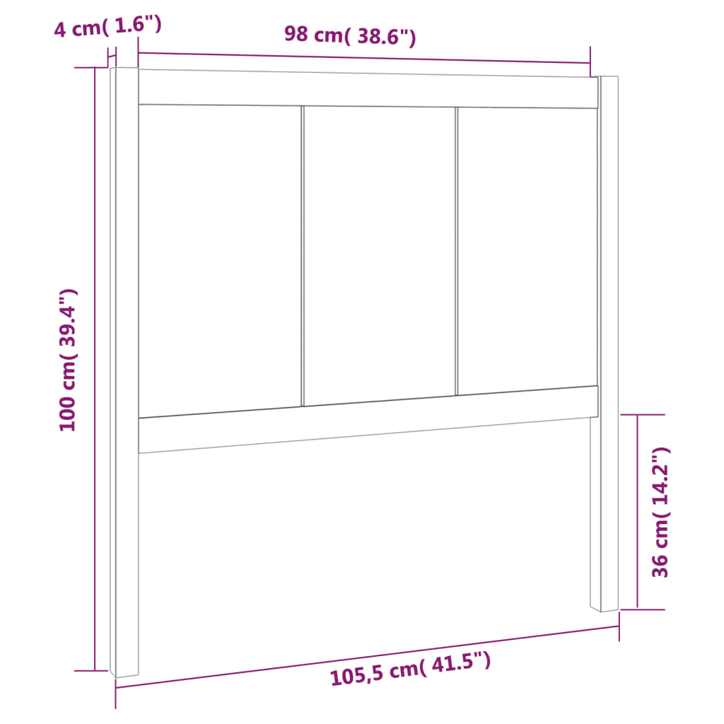 vidaXL Cabeceira de cama 105,5x4x100 cm madeira de pinho maciça branco