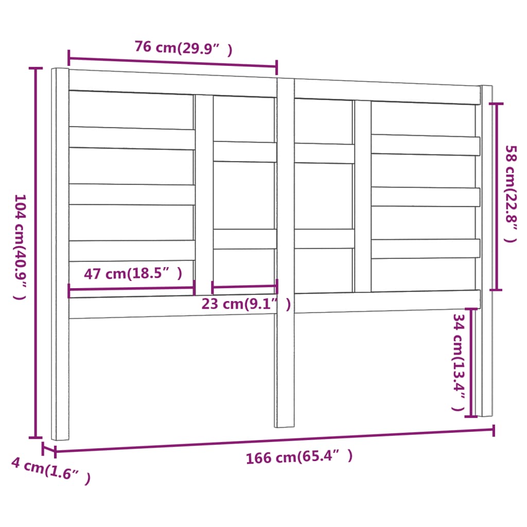 vidaXL Cabeceira de cama 166x4x104 cm pinho maciço