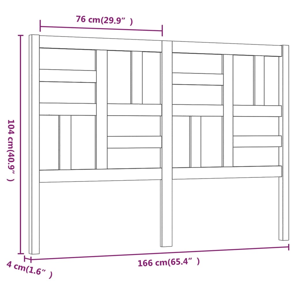 vidaXL Cabeceira de cama 166x4x104 cm pinho maciço