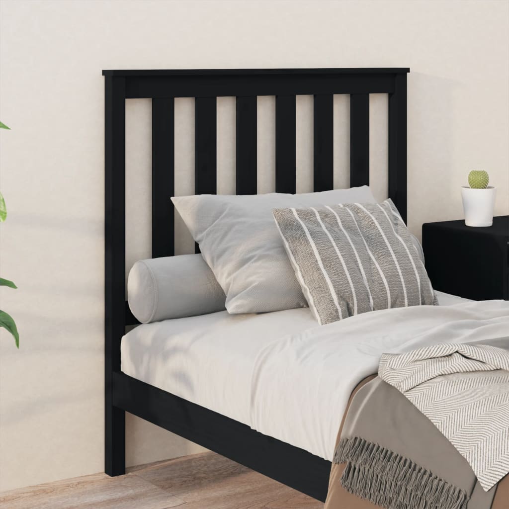 vidaXL Cabeceira de cama 96x6x101 cm pinho maciço preto