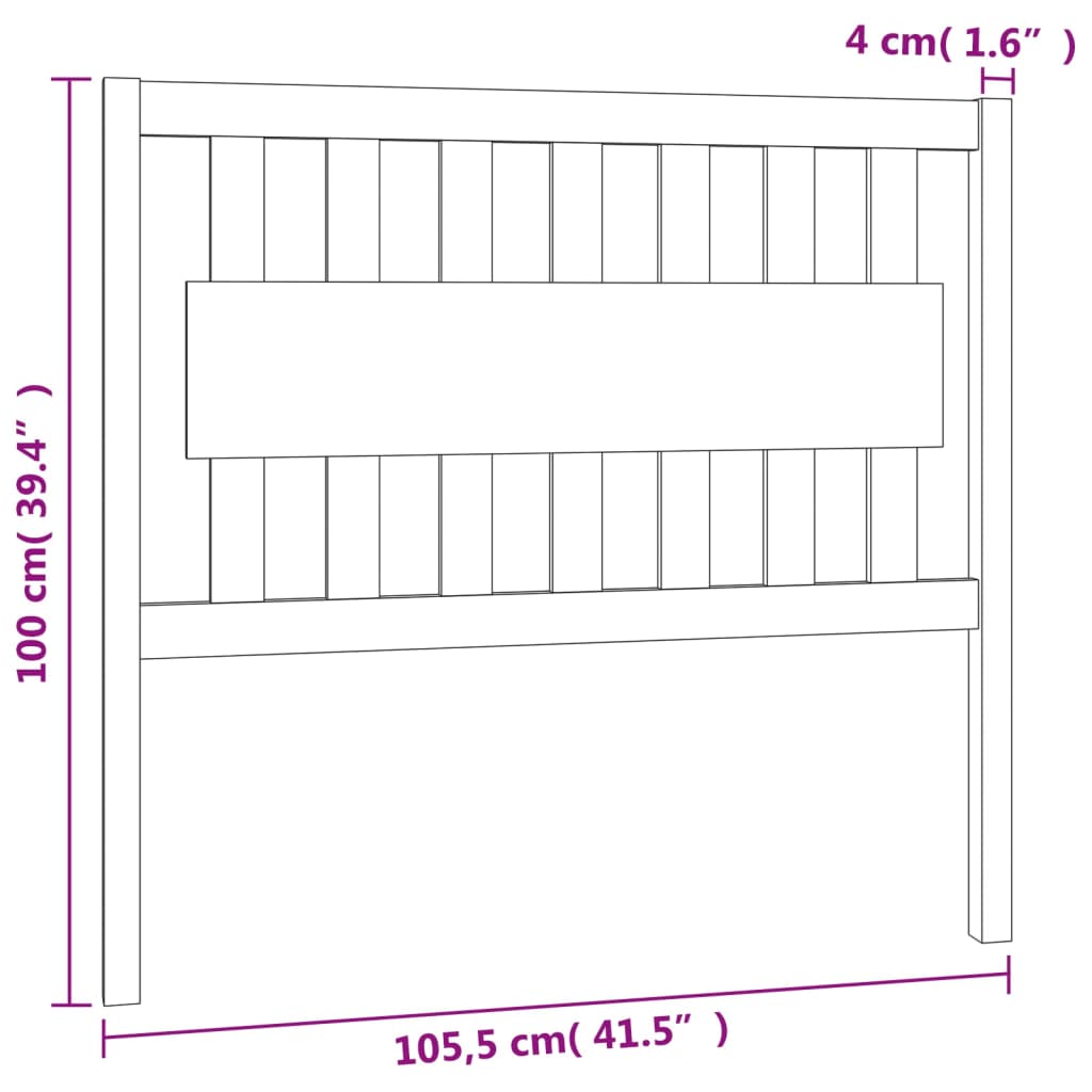 vidaXL Cabeceira de cama 105,5x4x100 cm pinho maciço preto