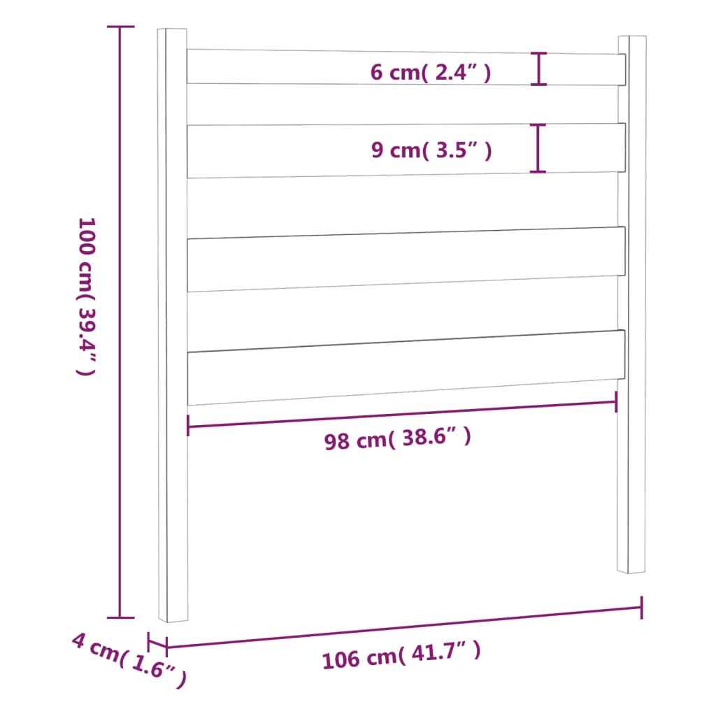 vidaXL Cabeceira de cama 106x4x100 cm pinho maciço castanho mel