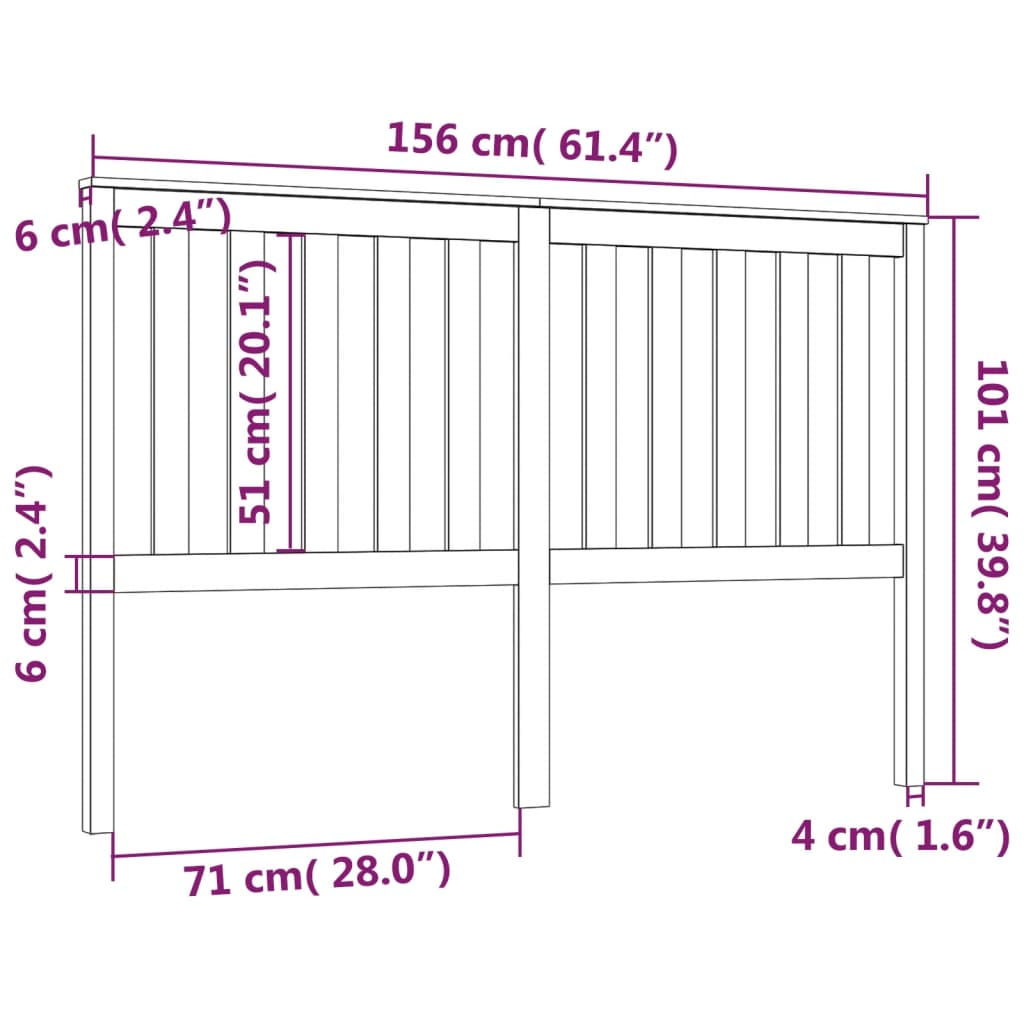 vidaXL Cabeceira de cama 156x6x101 cm pinho maciço cinzento