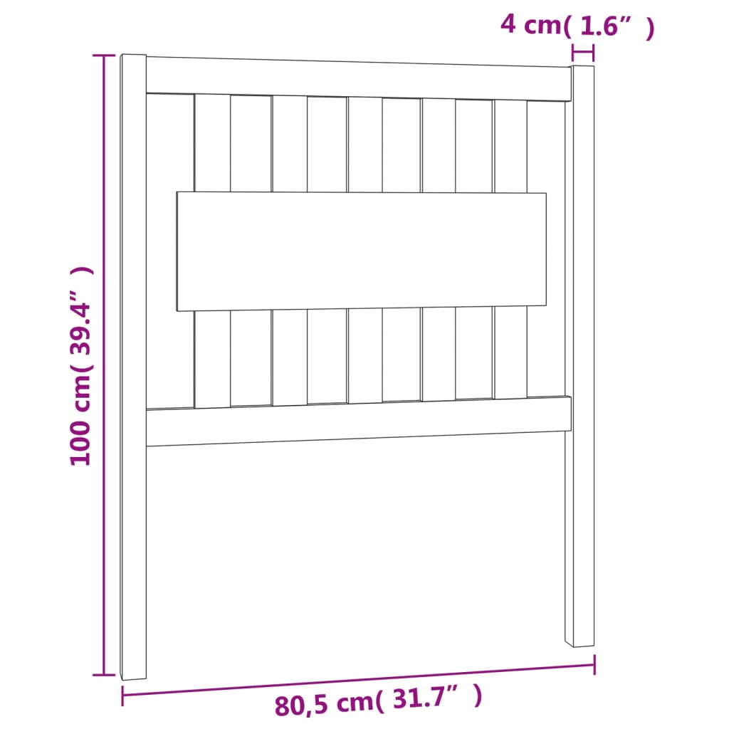 vidaXL Cabeceira de cama 80,5x4x100 cm madeira de pinho maciça branco