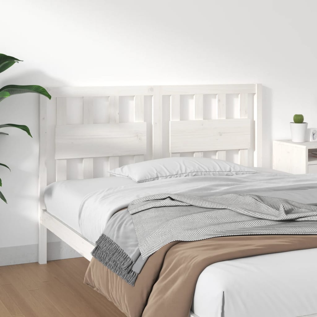 vidaXL Cabeceira de cama 145,5x4x100 cm madeira de pinho maciça branco