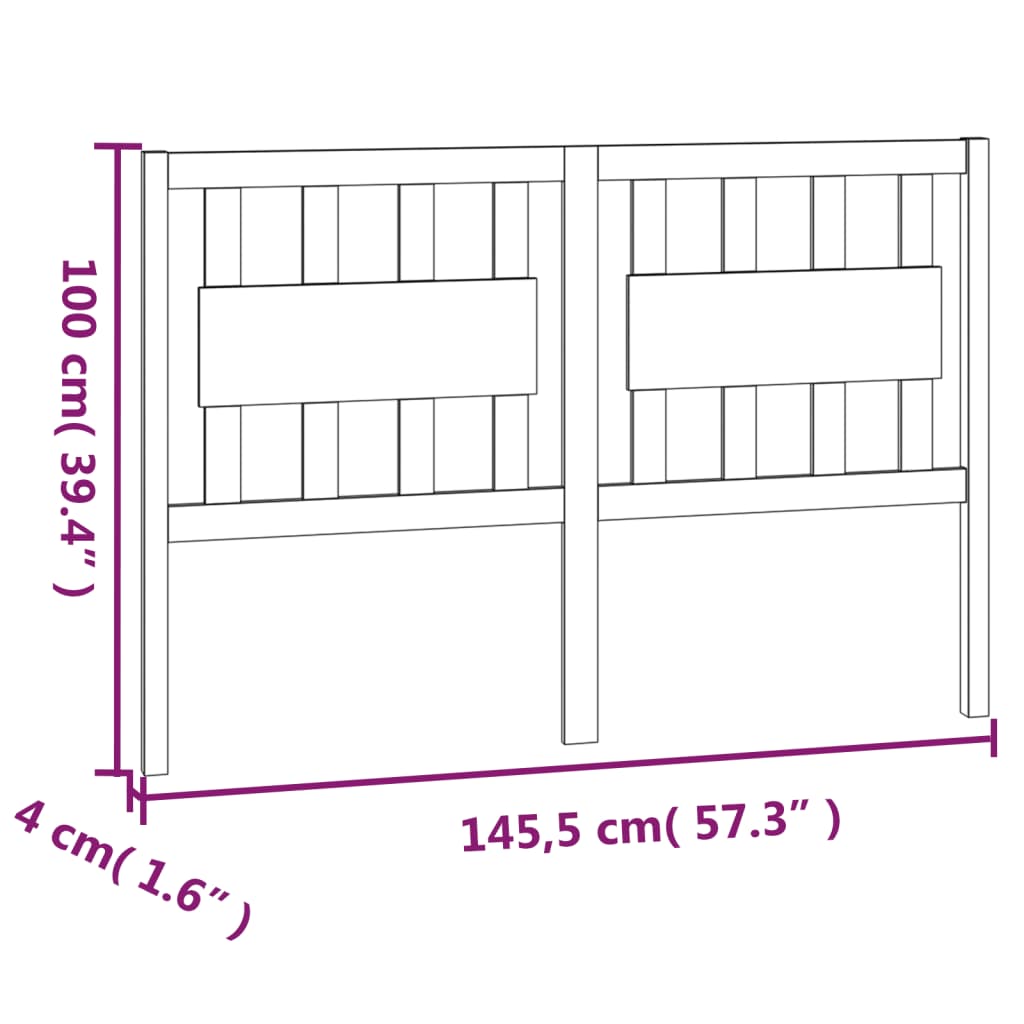 vidaXL Cabeceira de cama 145,5x4x100 cm madeira de pinho maciça branco