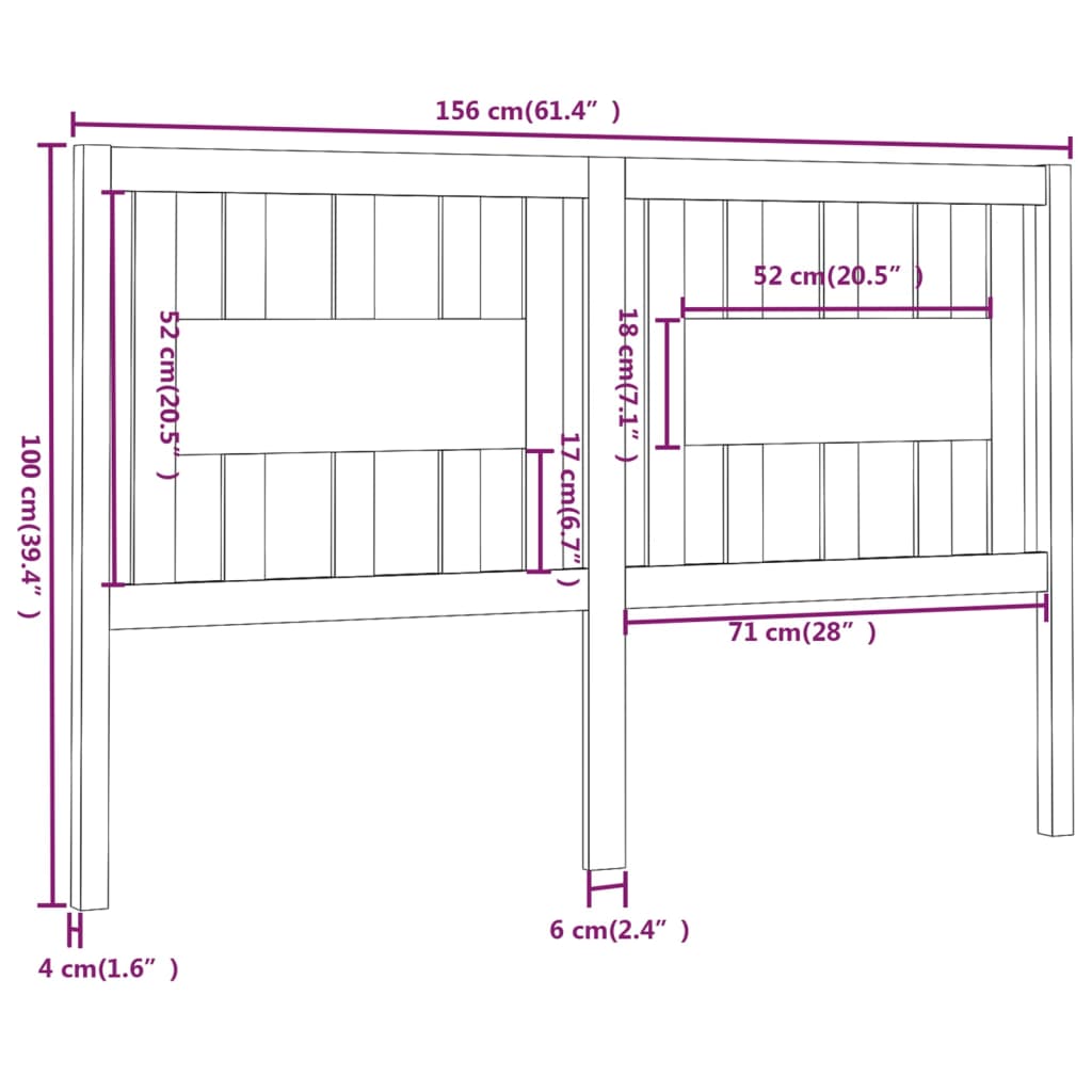 vidaXL Cabeceira de cama 156x4x100 cm pinho maciço cinzento