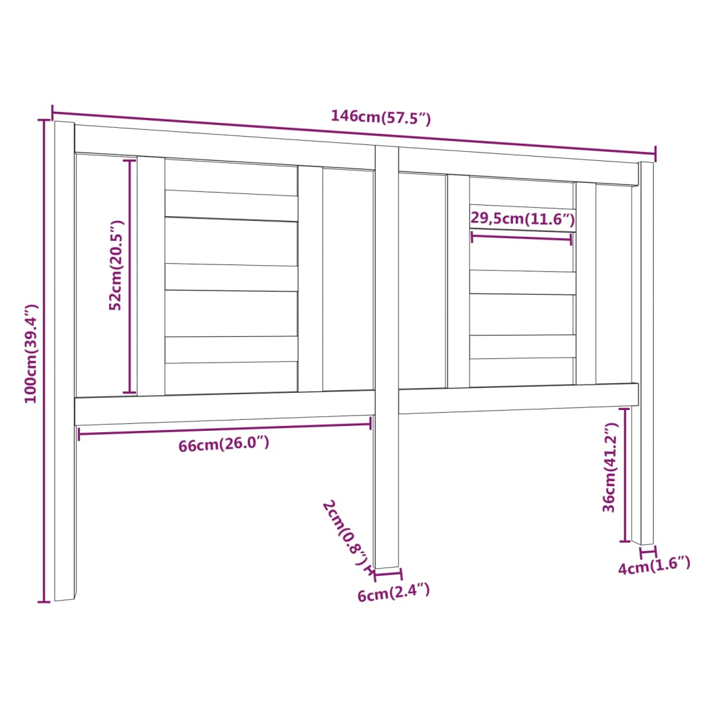 vidaXL Cabeceira de cama 146x4x100 cm pinho maciço cinzento