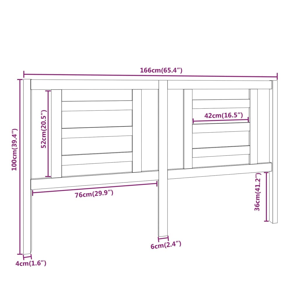 vidaXL Cabeceira de cama 166x4x100 cm pinho maciço preto