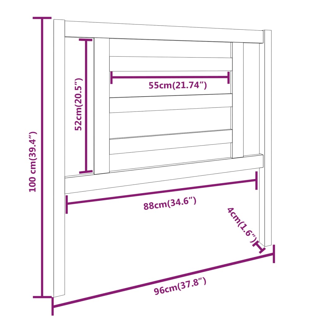 vidaXL Cabeceira de cama 96x4x100 cm pinho maciço castanho mel