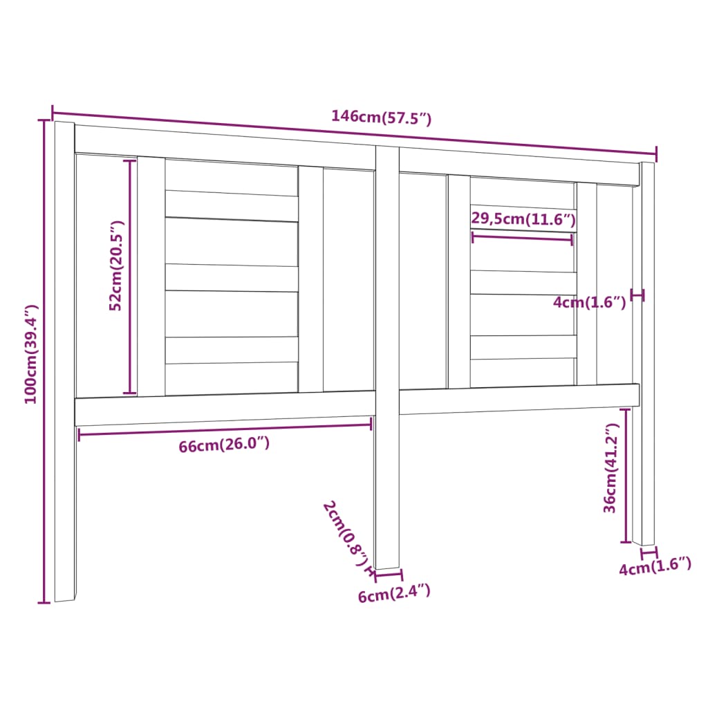 vidaXL Cabeceira de cama 146x4x100 cm pinho maciço