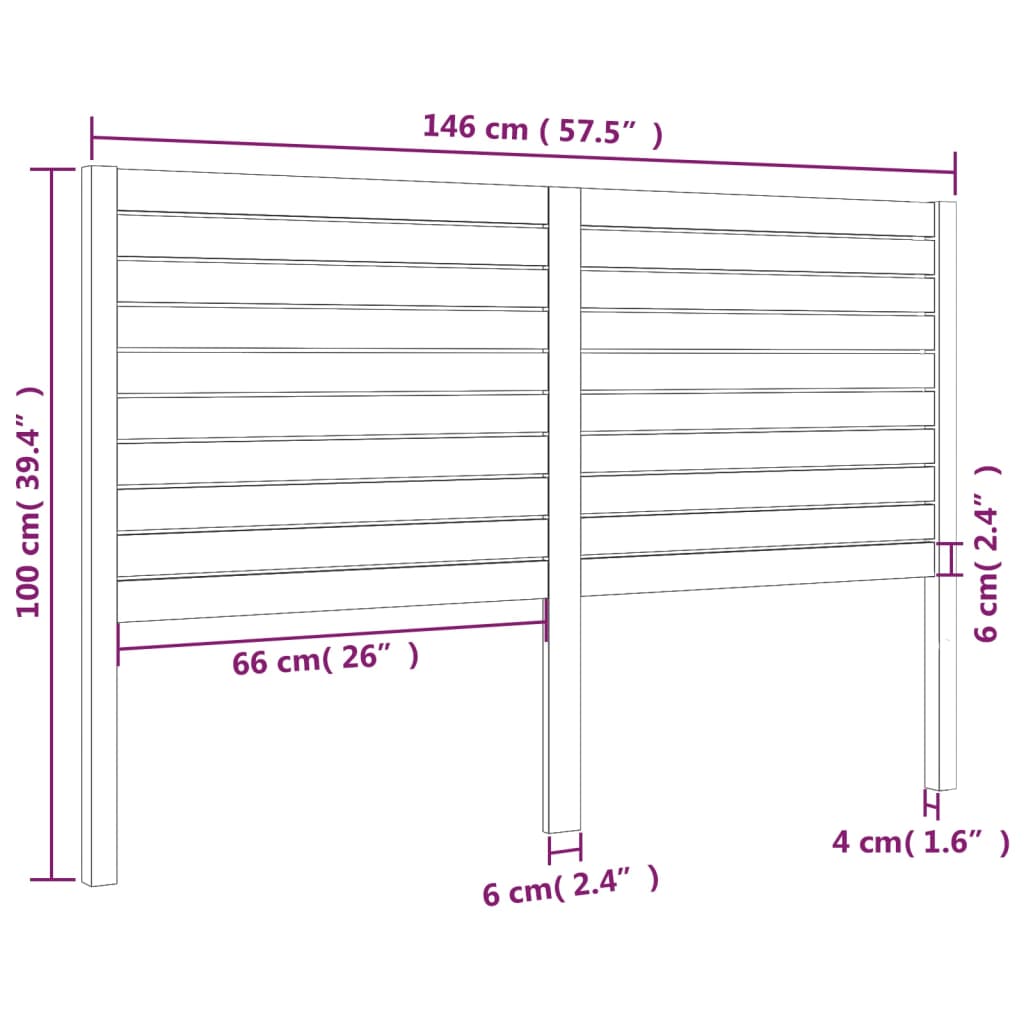 vidaXL Cabeceira de cama 146x4x100 cm pinho maciço preto